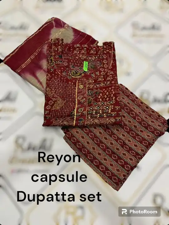 REYON CAPSULE DUPATTA SET uploaded by Swastik creation on 7/14/2023