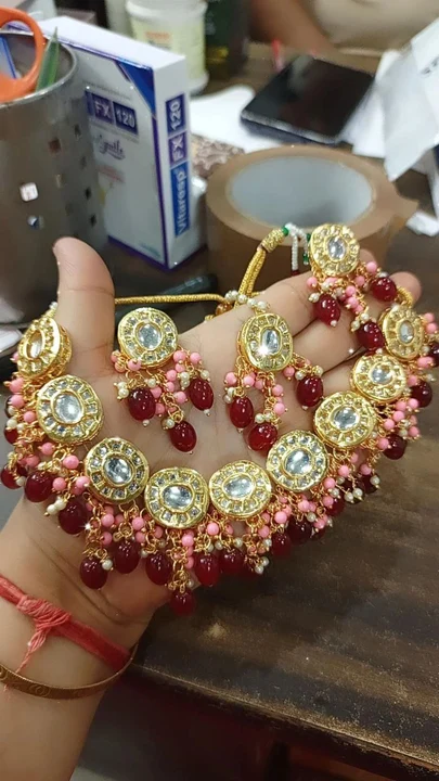 Deepika Kundan dual tone necklace set  uploaded by TKJ Fashions on 7/14/2023