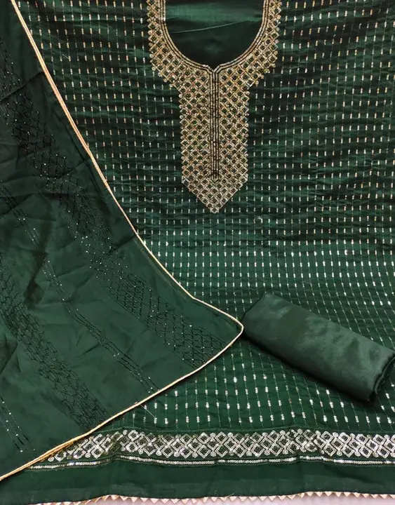 Chanderi Multi Sequence Work Dress Material  uploaded by Designer Trendz on 7/14/2023