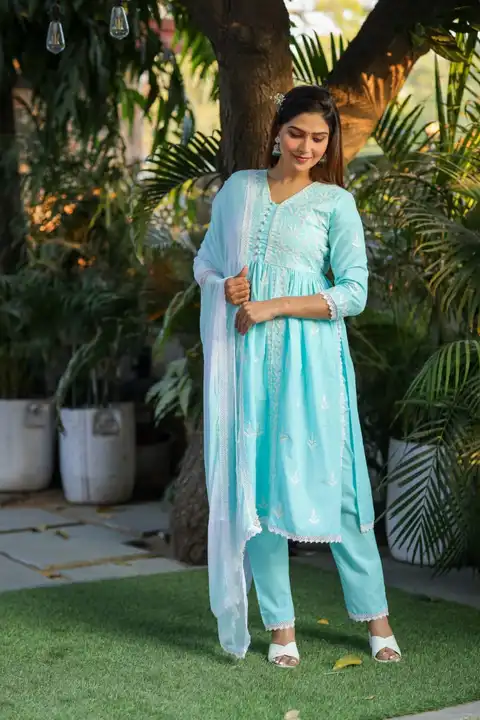 NAYRA cutsuit WD heavy yoke and heavy sequins & EMB work details,pant and heavy border MALMAL COTTON uploaded by Online Ladies Dresses on 7/14/2023