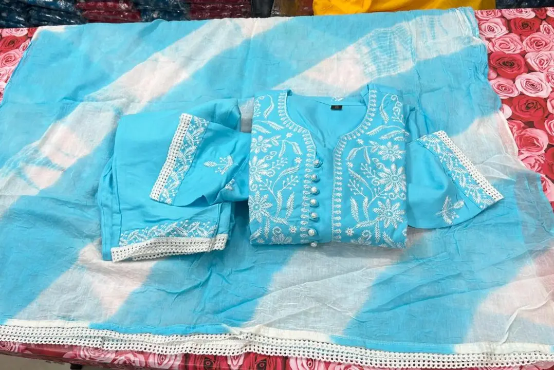 NAYRA cutsuit WD heavy yoke and heavy sequins & EMB work details,pant and heavy border MALMAL COTTON uploaded by Online Ladies Dresses on 7/14/2023