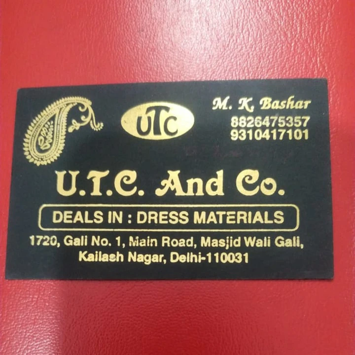 Visiting card store images of UTC AND CO