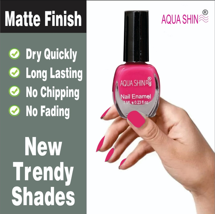 Aqua shine matte finish nail polish . Combo of 6 pcs pack . uploaded by Bagla Traders on 7/15/2023