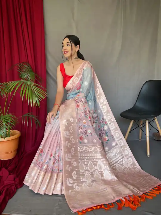 Post image Hey! Checkout my new product called
New Catalogue ❣️ ❣️ ❣️ 

*CATALOG: MX FLORAL*

PURE MUSHROOM SILK MX ZARI SAREE WOTH SILVER WEAVEING.