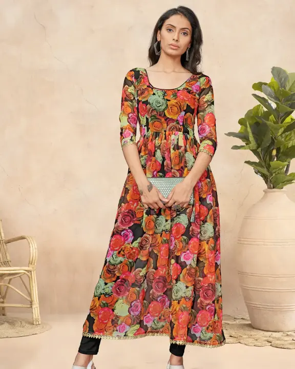 Post image Fabric -Pure Georgette Floral Stylish Digital Printed
Product Description- Full quality fully stitched with cup, side chain and readymade
Shape - A line
Size - M -36 L- 38
Lenth-54