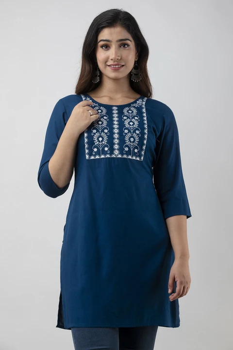 Women's Embroidered Short Kurti For Jeans uploaded by business on 7/15/2023