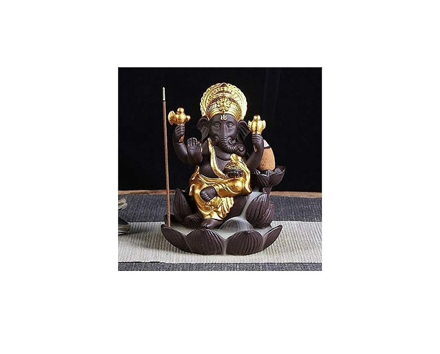 Nishita Creation Lotus Ganesha Backflow Burner Incense Holder (Golden) with 10 Backflow Incense Cone uploaded by business on 7/15/2020