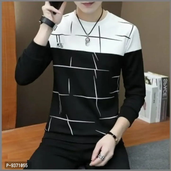 Elegant Cotton Black Round Neck Printed Full Sleeves  T shirt For Men uploaded by Online shop on 7/16/2023