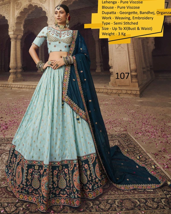 Introducing Our Semi Stitched Lehenga In Pure Viscose With Weaving & Embroidery Work. Embrace Elegan uploaded by Rajershi Store on 7/16/2023