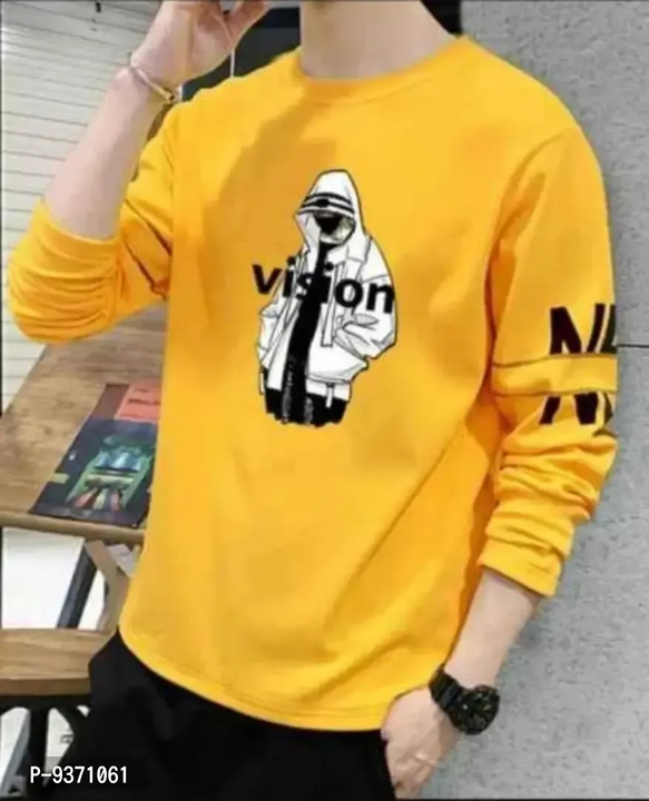 Elegant Cotton Yellow Round Neck Printed Full Sleeves  T shirt For Men
 uploaded by business on 7/16/2023
