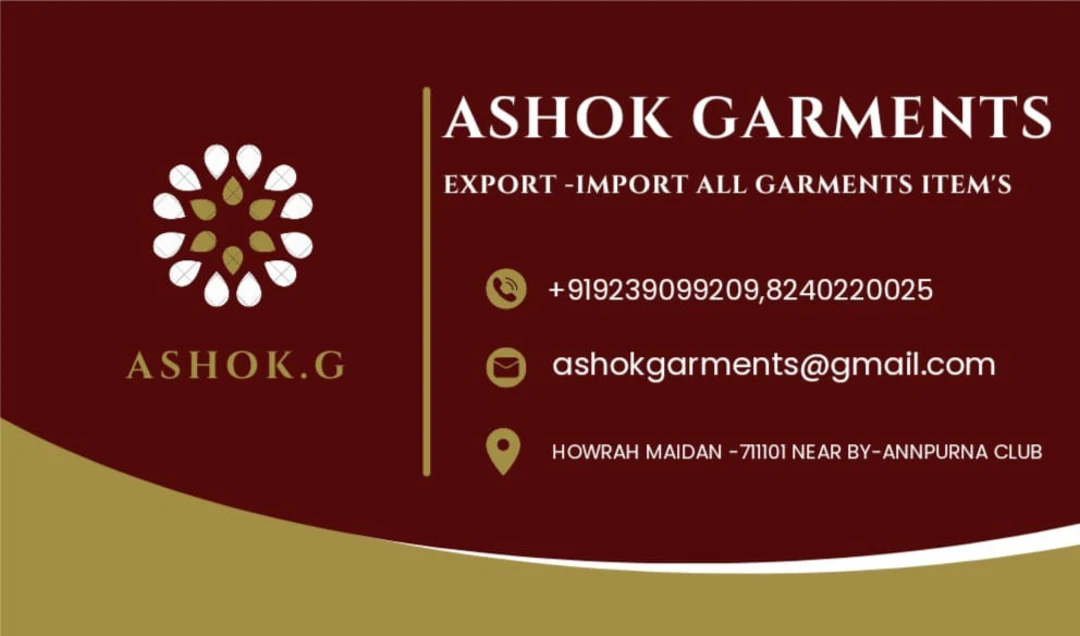 Visiting card store images of Ashok Garments