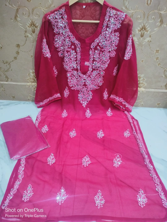 Lucknowi Chikankari Georgette Mirror Work Kurti With Inner  uploaded by business on 7/16/2023