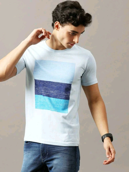 Blue Printed Block Tshirt uploaded by AK APPARELS on 7/16/2023