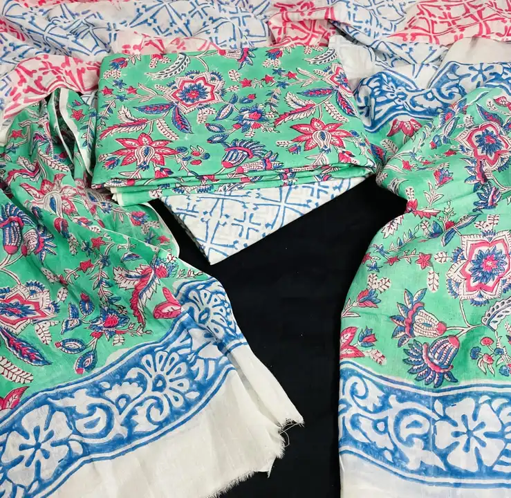 Post image Hand Block Printed Cotton Suit with cotton Dupatta