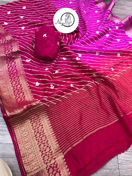 presents trending Lehriya saree


🥰🥰big sele pure rusyan silk with beautiful multy colours full za uploaded by Gotapatti manufacturer on 7/17/2023