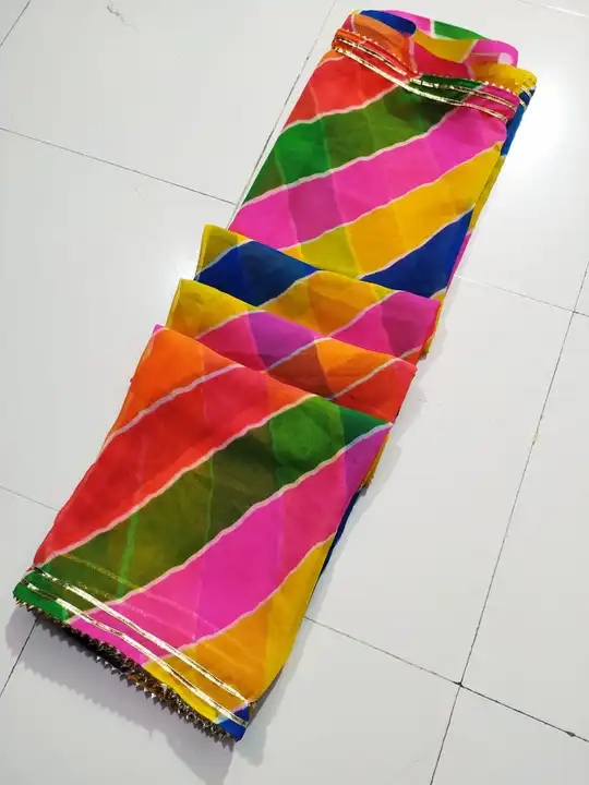 🥳 60 gram lahriya  Fabric Saree 🥻
FANCY GOTA Line WORK
💃🏻 Summer Special Cool 😎 Colour Matching uploaded by Gotapatti manufacturer on 7/17/2023