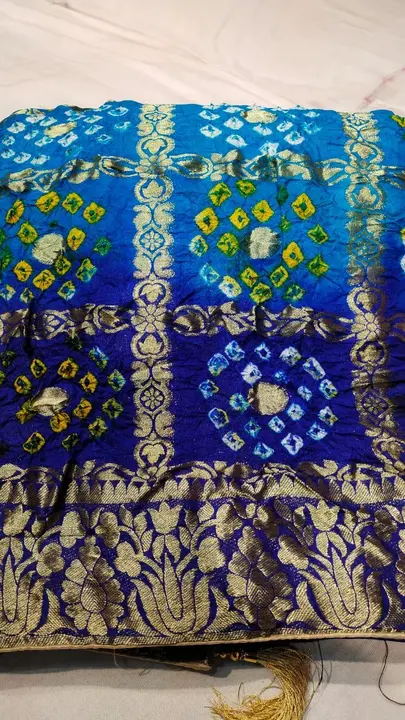 🥰😍🥰😍 *Price Down*🥰😍😍🥰

*Bandhej ghadchola banarsi *DOUBLE COIN* *silk sarees with full heavy uploaded by Gotapatti manufacturer on 7/17/2023