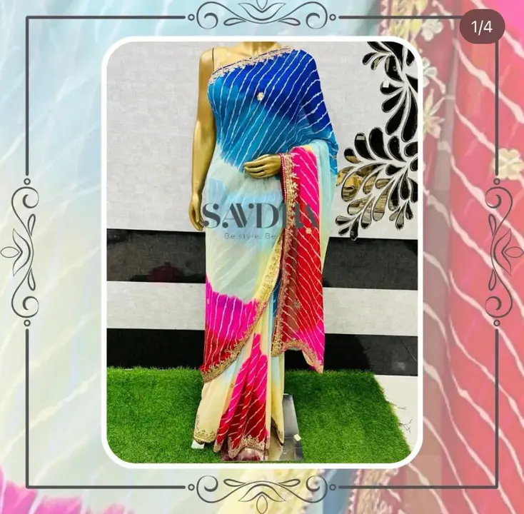 60 gram jorjat saree with hevi gottapatti work with blouse Pree boking aftr pemet uploaded by Gotapatti manufacturer on 7/17/2023