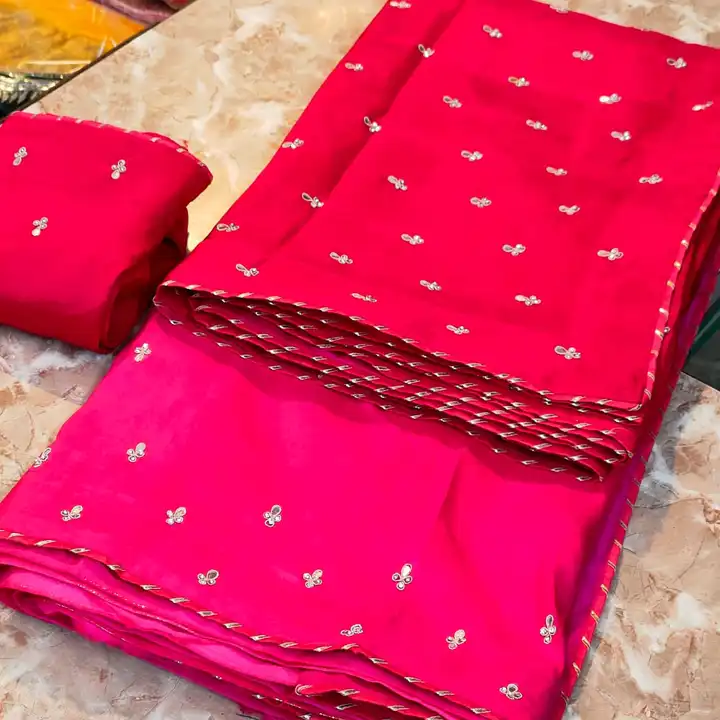 Fabric pure upara silk saree 💕 with blouse  uploaded by Gotapatti manufacturer on 7/17/2023
