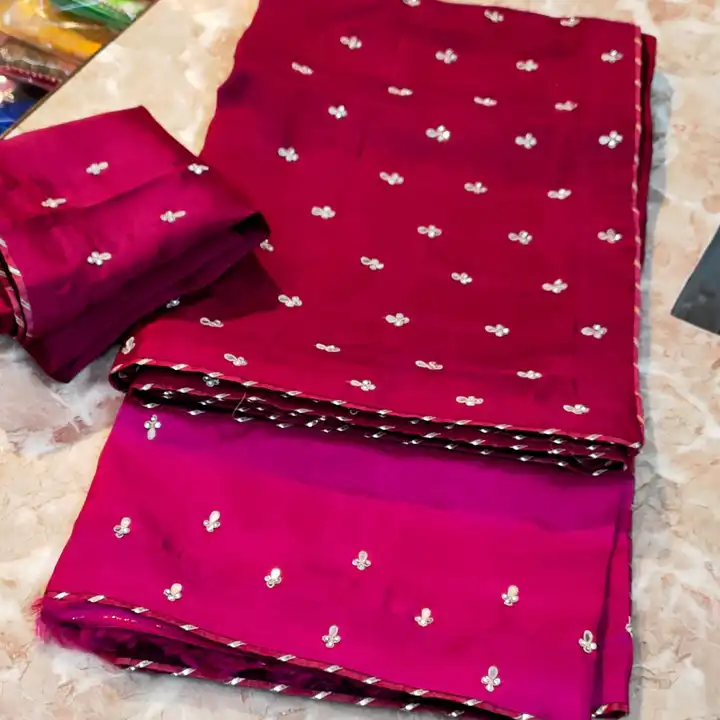 Fabric pure upara silk saree 💕 with blouse  uploaded by Gotapatti manufacturer on 7/17/2023