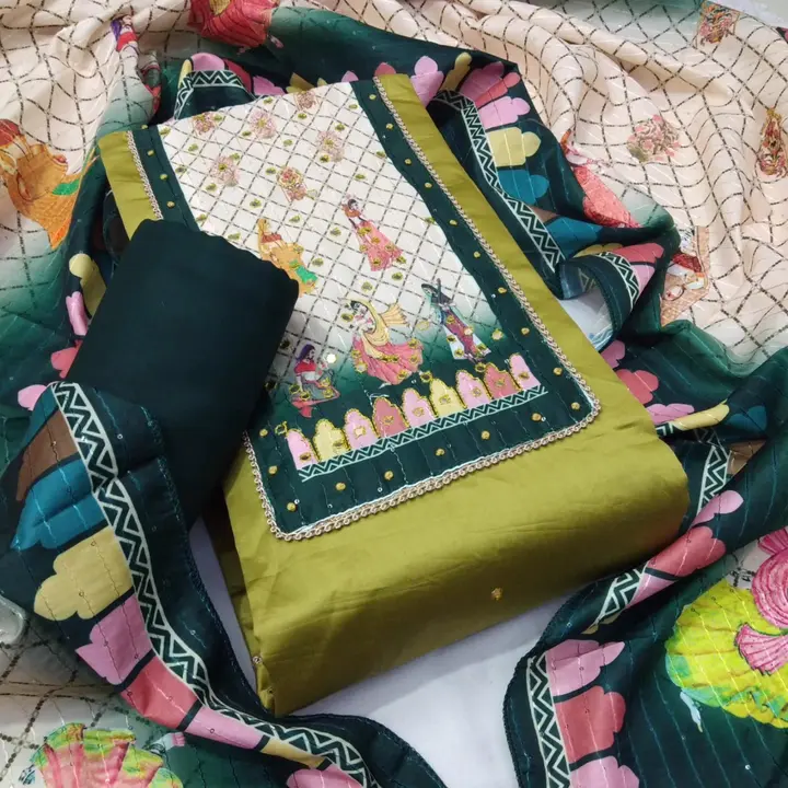 Unstitched suit with Digital Dupatta uploaded by business on 7/17/2023