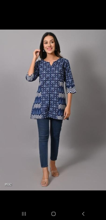 Post image I want 50+ pieces of Top Bechna hai at a total order value of 20000. I am looking for Catalog Name: *Short Kurta For Girls*

P3D creations SANGANERI printed cotton short kurta 
Hip lengt. Please send me price if you have this available.