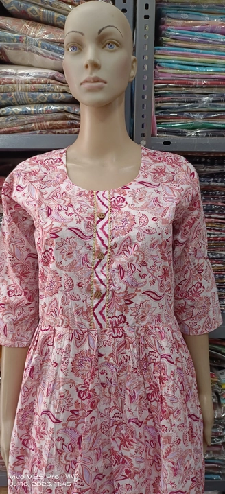 Cotton camric nayra ghera style top with pent  uploaded by ROHIT FABRIC on 7/17/2023