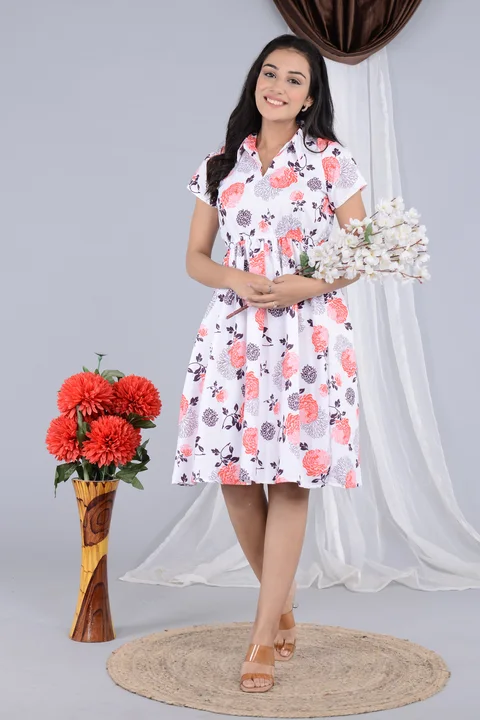 Women's Floral Print Knee Length Dress uploaded by Mahalakshami Enterprises (Majestykart) on 7/17/2023