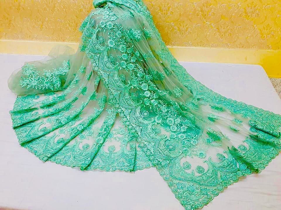Saree with thread embroidery uploaded by Classy fashion on 7/15/2020