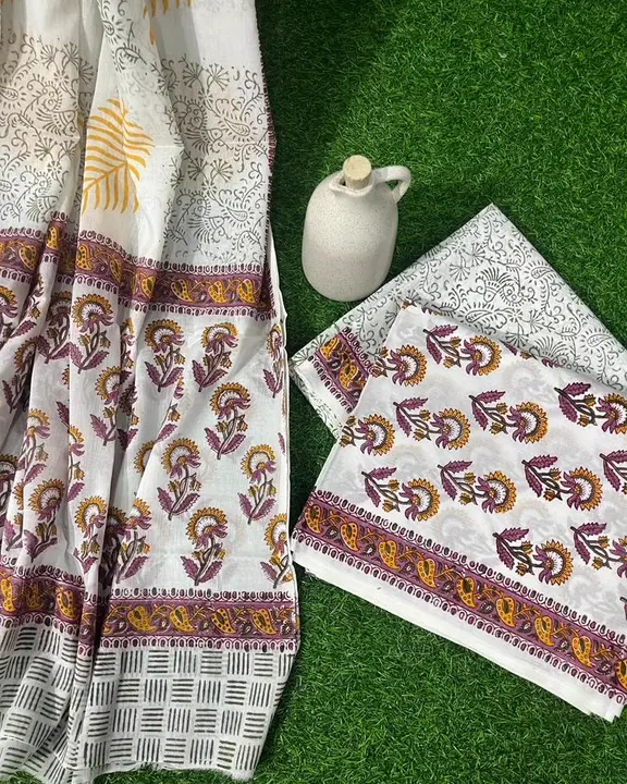 Bagru Hand block printed pure cotton suit with mulmul dupatta  uploaded by The print house  on 7/17/2023