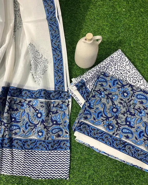 Bagru Hand block printed pure cotton suit with mulmul dupatta  uploaded by The print house  on 7/17/2023