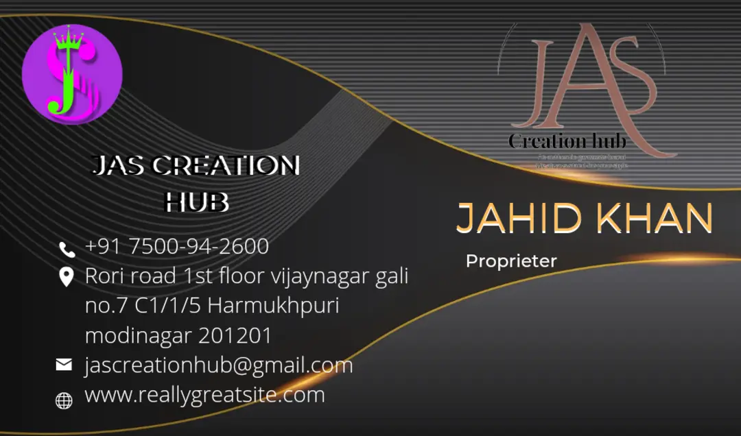 Visiting card store images of JAS CREATION HUB 📱7500942600