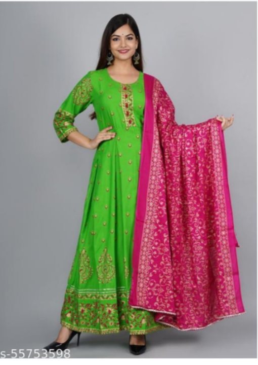 Rayon dupatta set uploaded by business on 7/17/2023