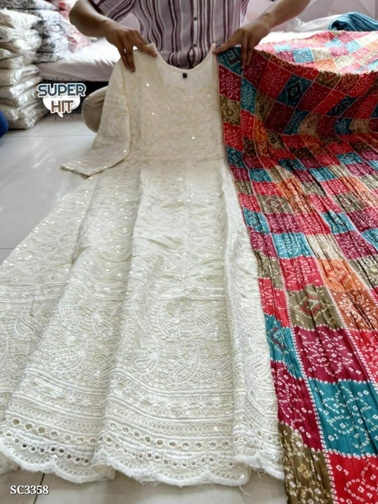 Post image Catalog Name: *Chikankari Anarkali With Multi Colour Dupatta*

*🌸 NEW LAUNCHING 😍*

*🌸BEAUTIFUL ANARKALI CHIKAN SEQVENS GOWN WITH DUPATTA*🌙🪡

*ORIGINAL QUALITY*

*FABRIC COTTON ANARKALI GOWN*

*DUPPTA*~ *Multiple choose Option*🪡🌸🌙

*GOWN LENTH*~ *52*

*DUPATTA LENGTH* *2.20* *METER*

🌸SIZE ~ *M(38) , L(40), XL(42) AND XXL(44)*

*FULL STOCK AVAILABLE*

*READY TO DISPATCH*
*ᴛʜᴇ ᴄʀᴀᴢᴇ ᴏꜰ Qᴜᴀʟɪᴛʏ*
🌸🌸🌸🌸🌸🌸🌸🌸

*Price: ₹1079 ~₹2315~ (58% OFF)*
_Free Shipping! COD &amp; Returns Available!_
_Extra *₹35* charge for COD orders*_

(Assured quality at factory price)