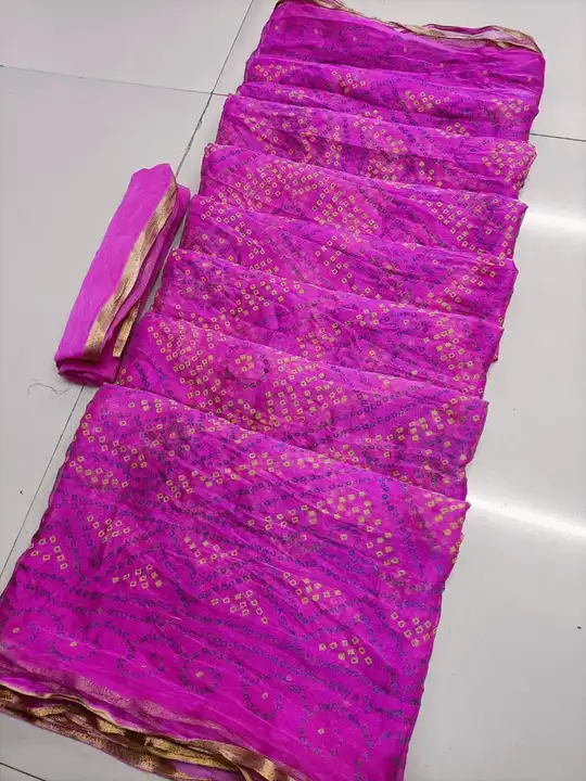*NEW DESIGN LAUNCHED*

🥳Semi Chiffon Jari Pipin Fabric Jaipuri Print Bhandej......🥻

😍😍With Doub uploaded by Gotapatti manufacturer on 7/18/2023