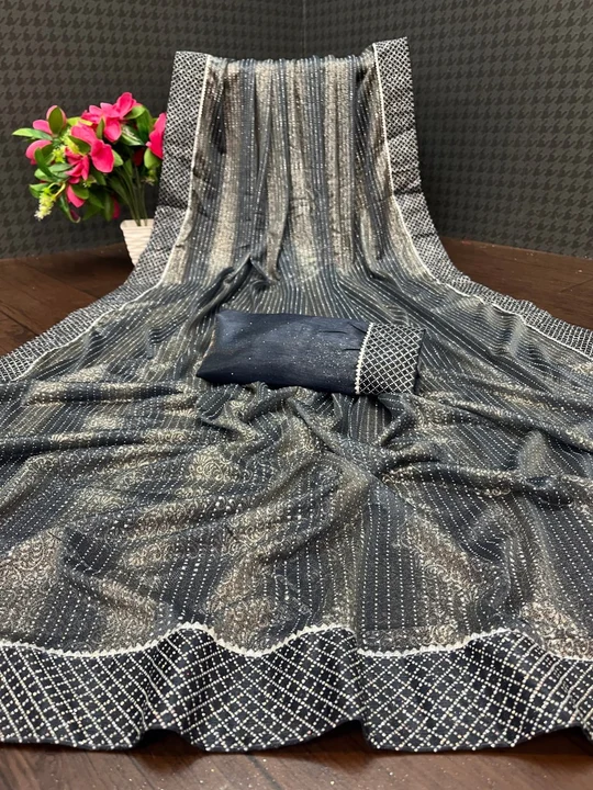 Fancy lycra saree with blouse  uploaded by V F HUB on 7/18/2023