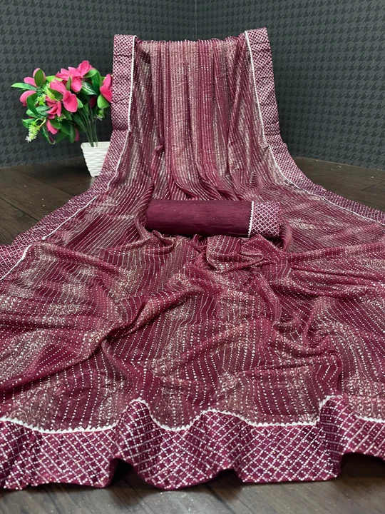 Fancy lycra saree with blouse  uploaded by V F HUB on 7/18/2023