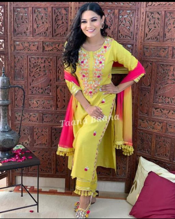 New Trending Yellow Embroidery 3piece  uploaded by business on 7/18/2023