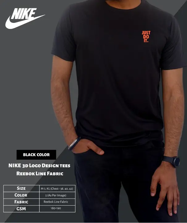 *Trendy Men’s T Shirt* 
*Product Code :1051*

Product- JUST DO IT **3D Logo** Design Tees For Men

B uploaded by Rhyno Sports & Fitness on 7/18/2023