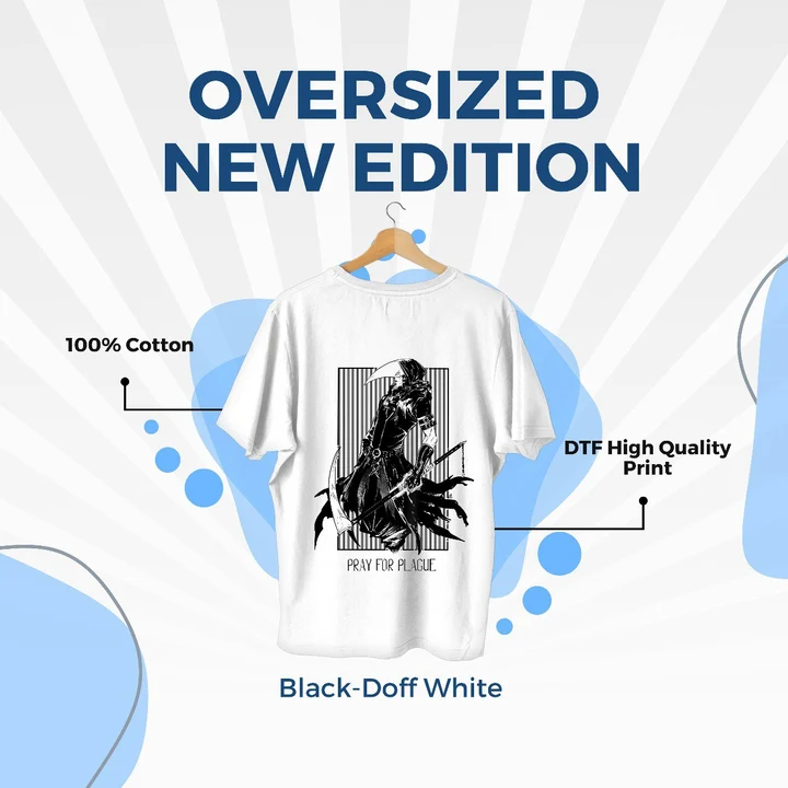 Artisnal New Edition of Black-Doff White Colour Oversized T-shirt  uploaded by business on 7/18/2023