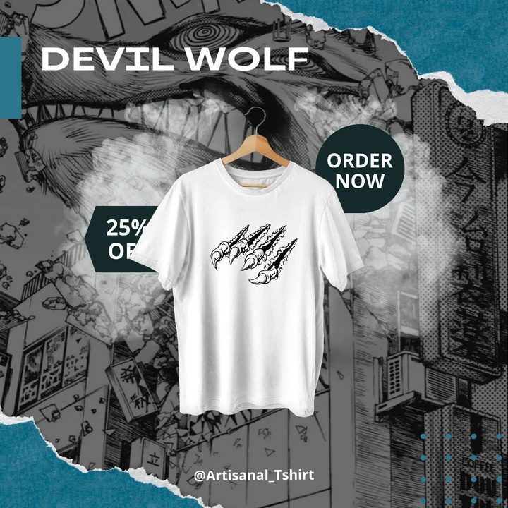 Artisnal Devil Wolf Printed in White Colour Oversized T-shirt  uploaded by Artisanal Tshirt on 7/18/2023