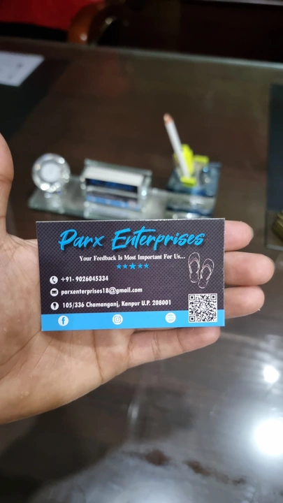 Visiting card store images of Parx enterprises