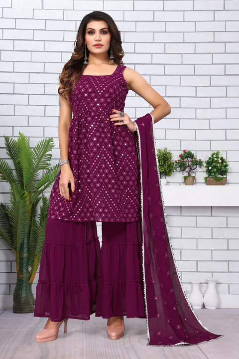 Top plazo with dupatta set  uploaded by business on 7/18/2023