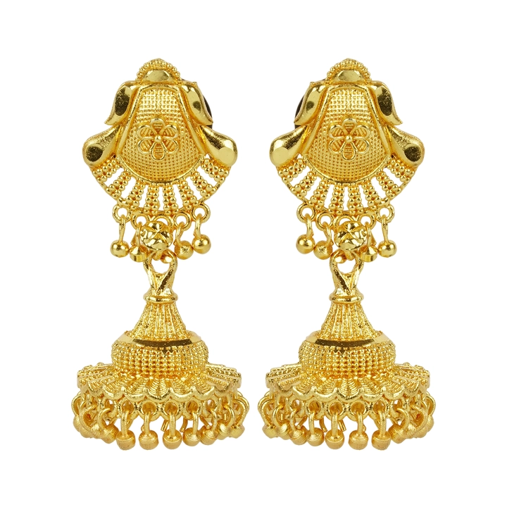 Gold plated jhumka earrings  uploaded by D Pearls on 7/18/2023