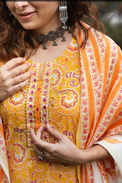 Jaipuri kurti block print cotton fabric suits set 3pcs  uploaded by The Cozy Creations  on 7/18/2023