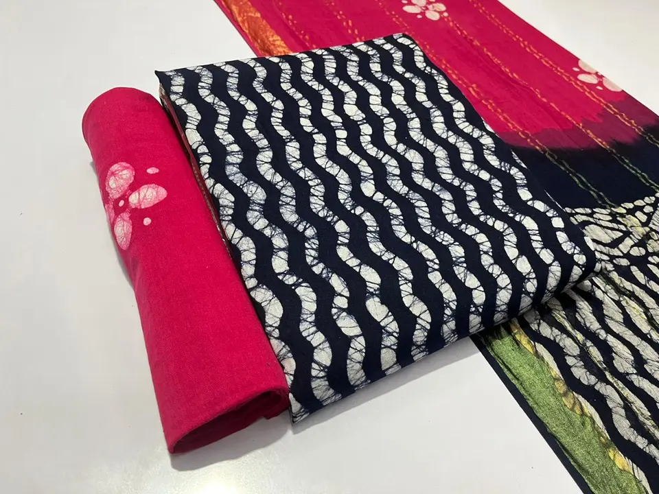 Hand block batik print unstitched suit  uploaded by Jayshree creation on 7/18/2023