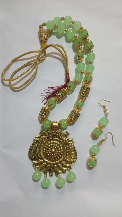 Golden necklace set with earrings  uploaded by Archit enterprises on 7/18/2023