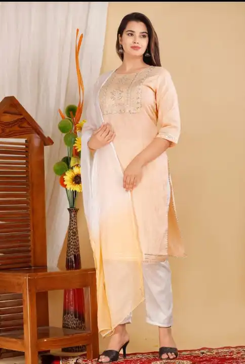 Reyon Embroided sanganeri printed Jaipuri kurti with pent and dupatta  uploaded by PANIHARI COLLECTION CENTRE on 7/18/2023