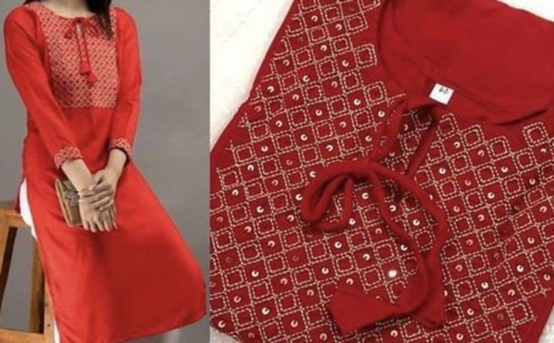 Women embroided rayon kurti uploaded by business on 3/16/2021