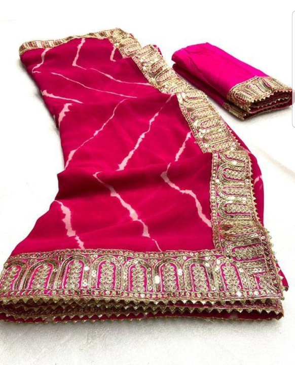 Pink lehriya saree uploaded by business on 7/18/2023